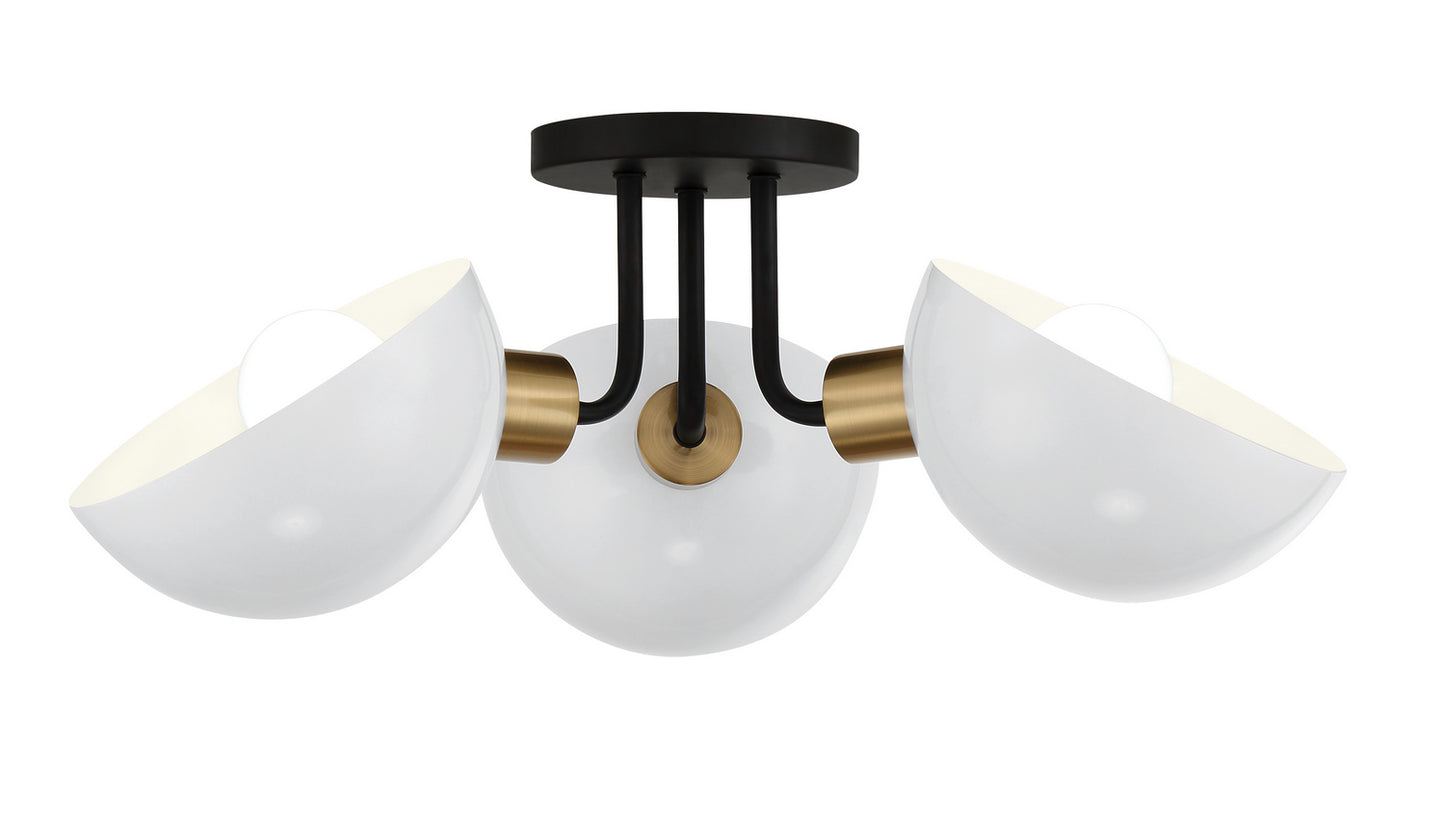 Crystorama - GIG-810-BK-AG - Three Light Semi Flush Mount - Gigi - Black + Aged Brass