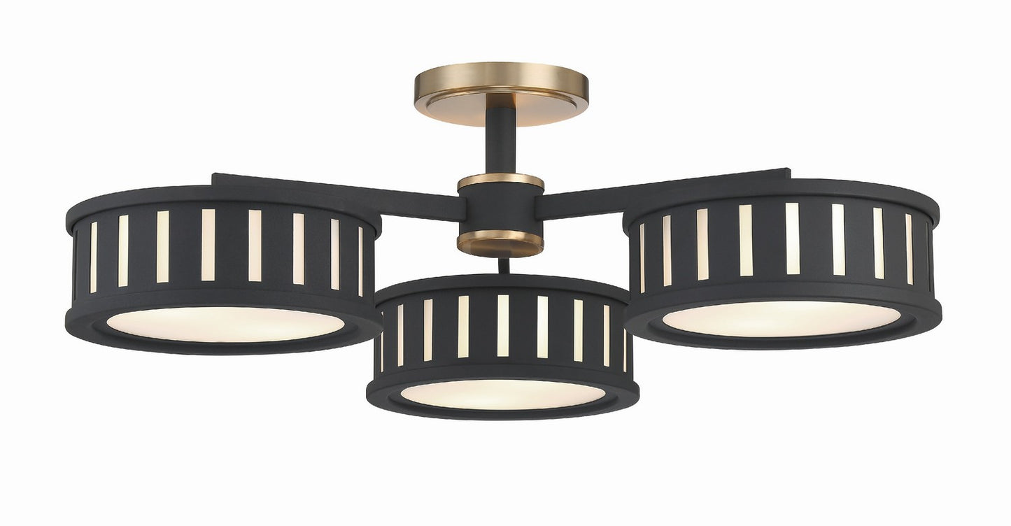 Crystorama - KEN-8300-VG-BF - Six Light Semi Flush Mount - Kendal - Vibrant Gold + Black Forged