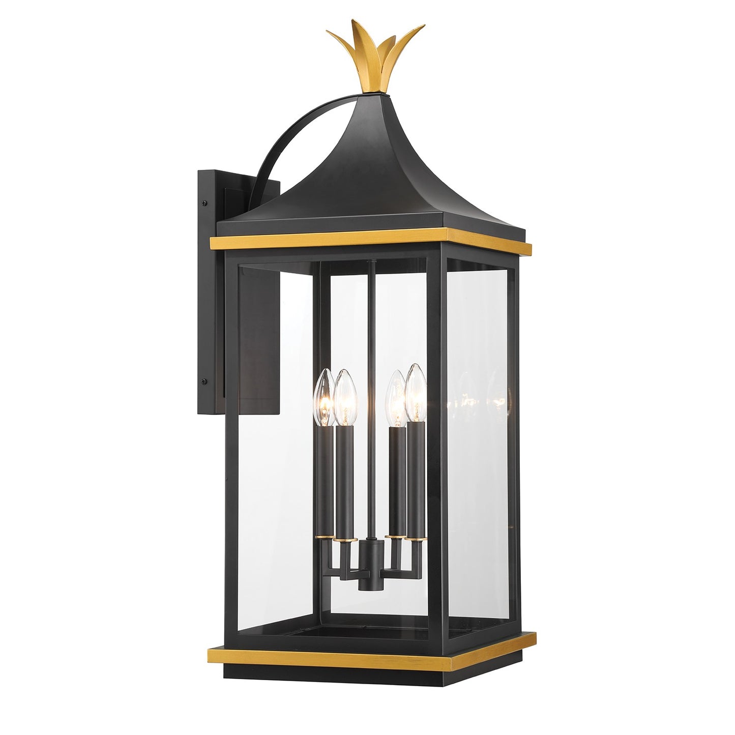 Crystorama - SIM-804-MK-TG - Four Light Outdoor Wall Sconce - Simpson - Matte Black + Textured Gold