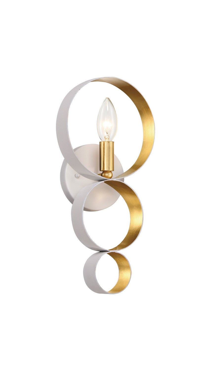 Crystorama - 581-MT-GA - One Light Wall Sconce - Luna - Matte White + Antique Gold