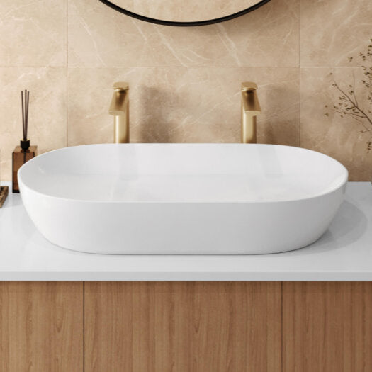 Ruvati Bathroom Vessel Sink White Oval Above Counter Vanity Porcelain Ceramic