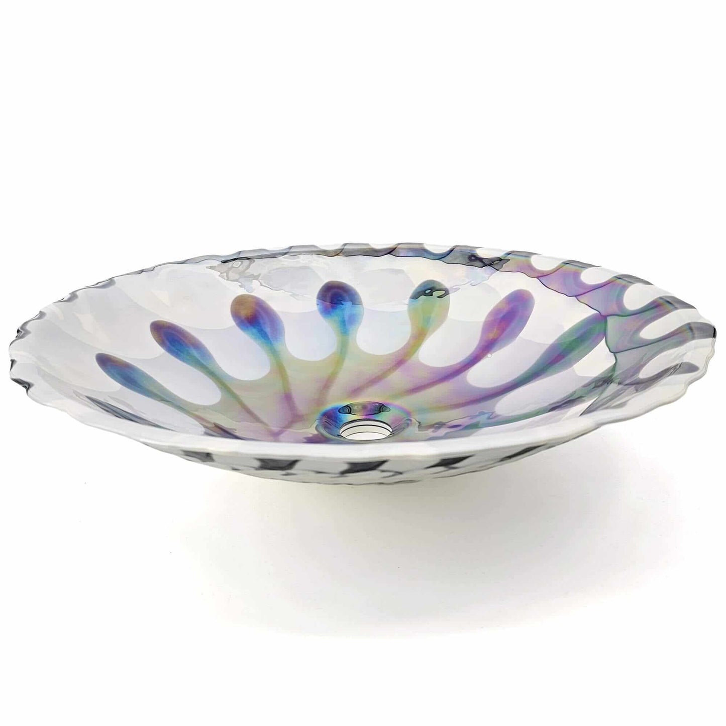 Ruvati 20 inch Murano Glass Art Drop In Round Decorative Pattern Bathroom Sink