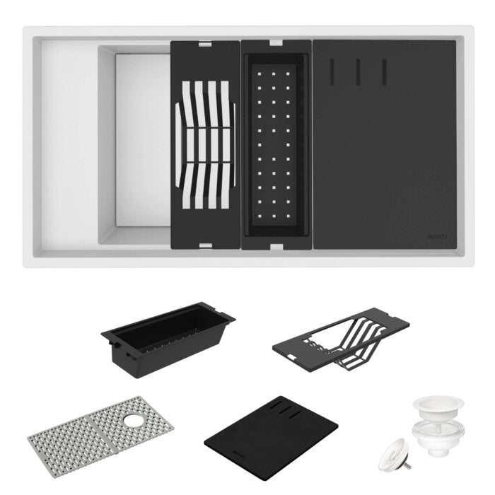 Ruvati 18 x 34 inch Granite Composite Workstation Kitchen Sink epiStage Dual Mount Single Bowl