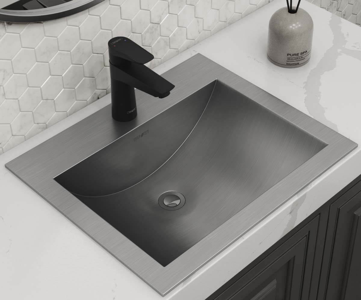 Ruvati 21 x 17 inch Drop-in Topmount Bathroom Sink Stainless Steel
