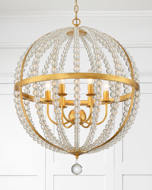 Crystorama - ROX-A9006-GA - Six Light Chandelier - Roxy - Antique Gold