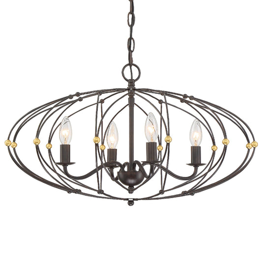 Crystorama - ZUC-A9034-EB-GA - Four Light Chandelier - Zucca - English Bronze + Antique Gold