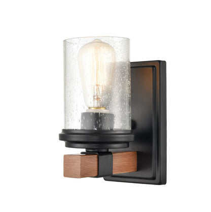 Millennium - 3801-MB/WG - One Light Wall Sconce - Taos - Matte Black/Wood Grain