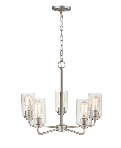 Millennium - 9605-SN - Five Light Chandelier - Moven - Satin Nickel
