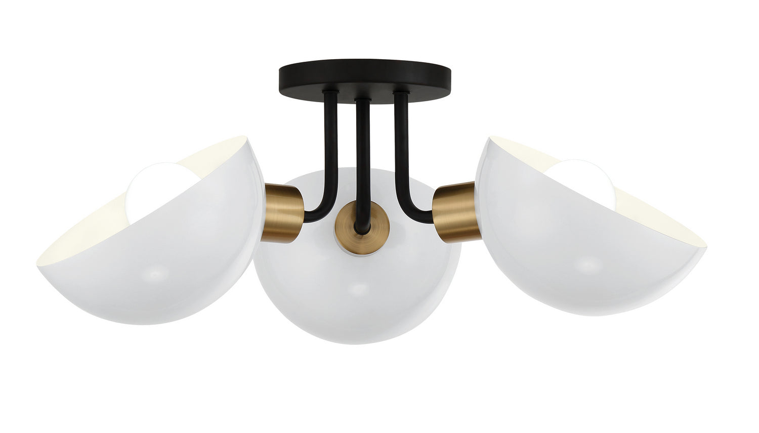 Crystorama - GIG-810-BK-AG - Three Light Semi Flush Mount - Gigi - Black + Aged Brass