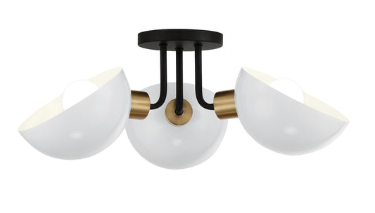 Crystorama - GIG-810-BK-AG - Three Light Semi Flush Mount - Gigi - Black + Aged Brass