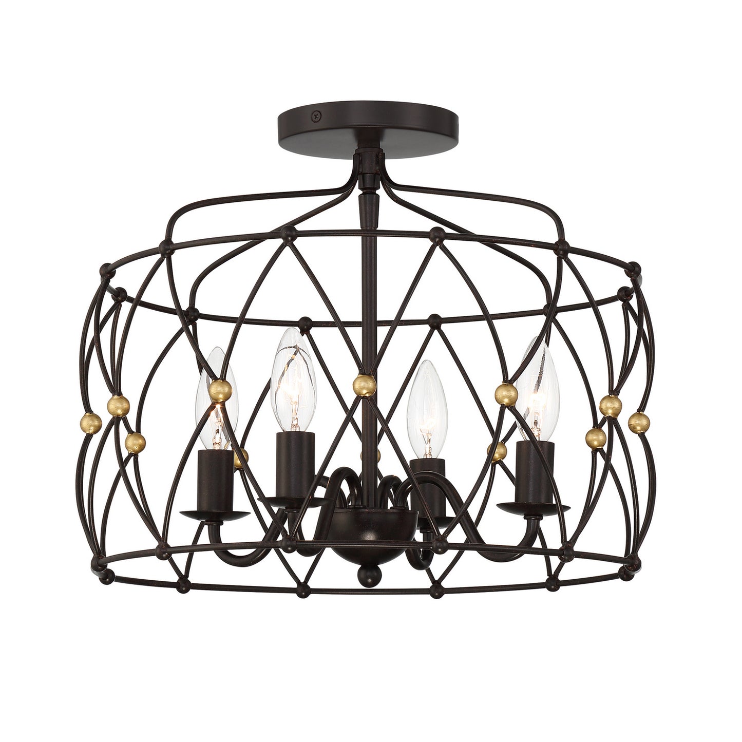 Crystorama - ZUC-A9030-EB-GA_CEILING - Four Light Semi Flush Mount - Zucca - English Bronze + Antique Gold