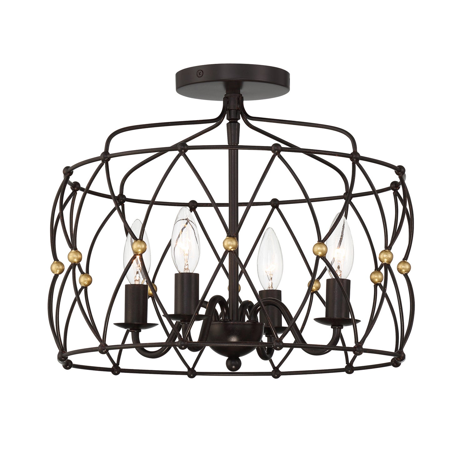 Crystorama - ZUC-A9030-EB-GA_CEILING - Four Light Semi Flush Mount - Zucca - English Bronze + Antique Gold