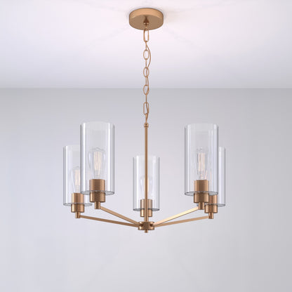 Millennium - 9515-MG - Five Light Chandelier - Beverlly - Modern Gold