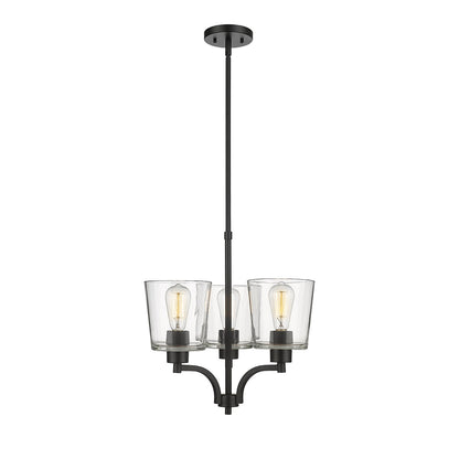 Millennium - 497003-MB - Three Light Chandelier - Evalon - Matte Black