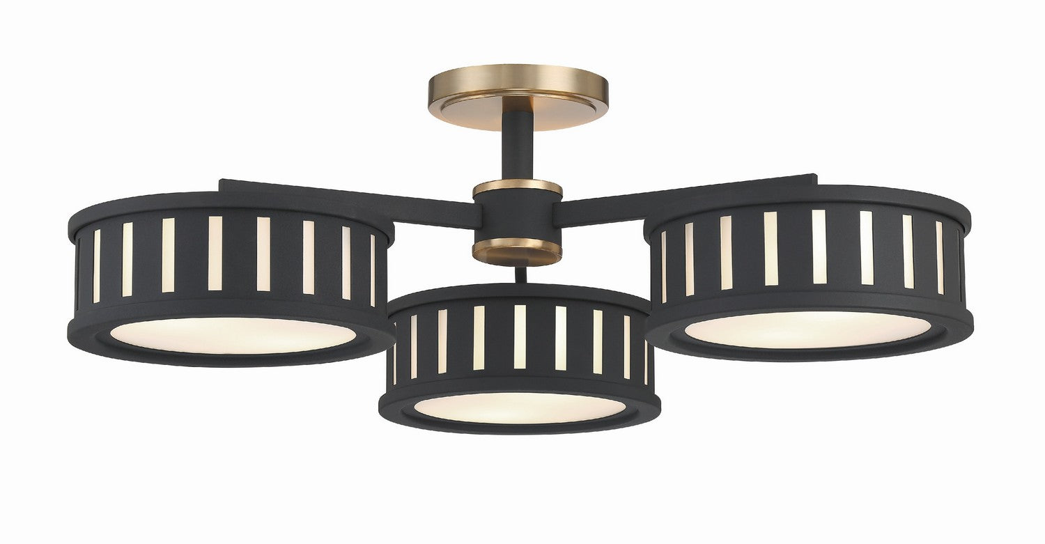 Crystorama - KEN-8300-VG-BF - Six Light Semi Flush Mount - Kendal - Vibrant Gold + Black Forged