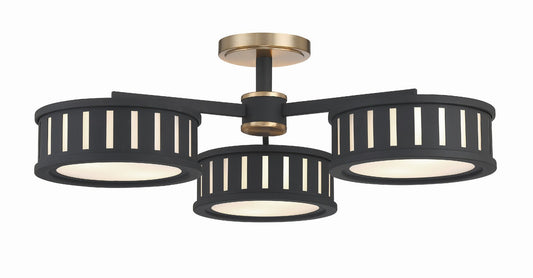 Crystorama - KEN-8300-VG-BF - Six Light Semi Flush Mount - Kendal - Vibrant Gold + Black Forged