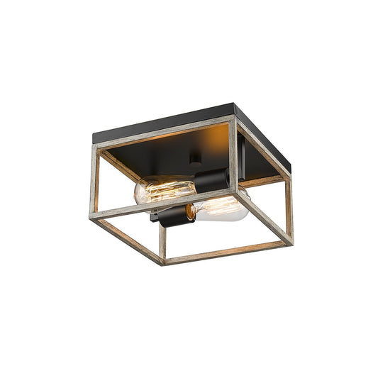 Millennium - 3012-MB/GW - Two Light Flushmount - Bonnie - Matte Black Grey Wood