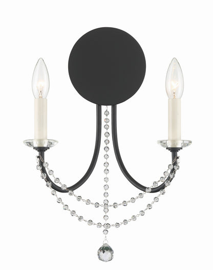 Crystorama - DEL-90802-MK - Two Light Wall Sconce - Delilah - Matte Black