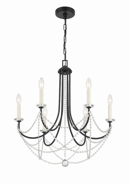 Crystorama - DEL-90806-MK - Six Light Chandelier - Delilah - Matte Black