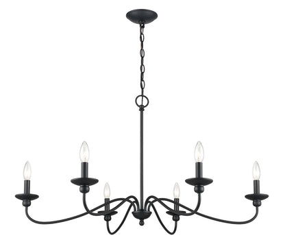 Millennium - 4386-MB - Six Light Chandelier - Delvona - Matte Black