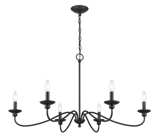 Millennium - 4386-MB - Six Light Chandelier - Delvona - Matte Black