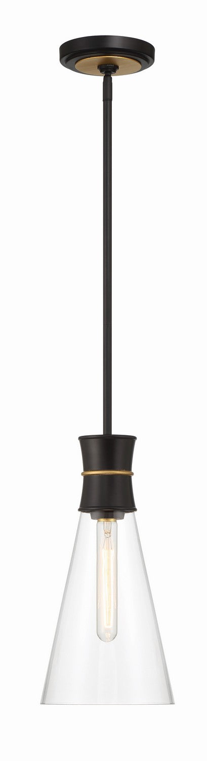 Crystorama - QUN-1500-MK-TG - One Light Mini Pendant - Quinn - Matte Black + Textured Gold