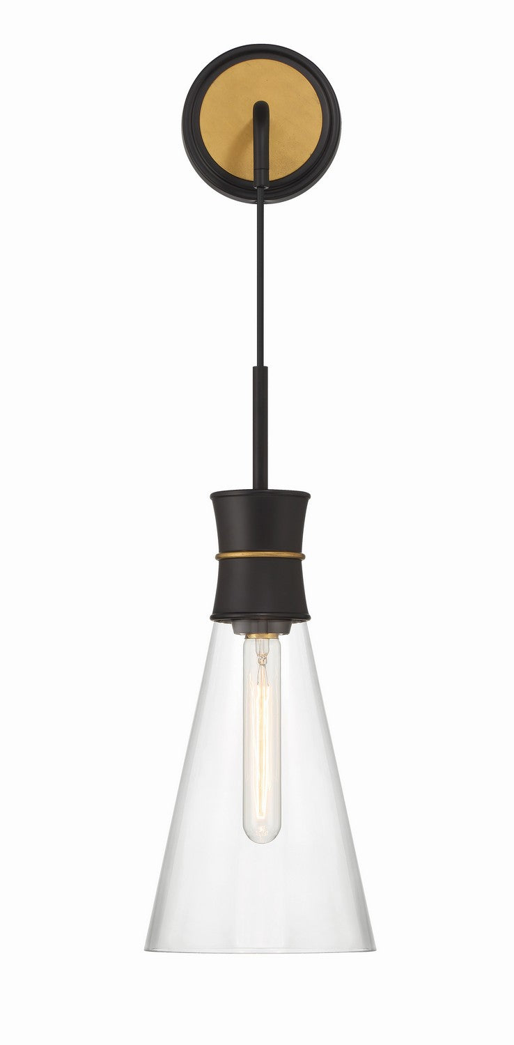 Crystorama - QUN-1501-MK-TG - One Light Wall Sconce - Quinn - Matte Black + Textured Gold