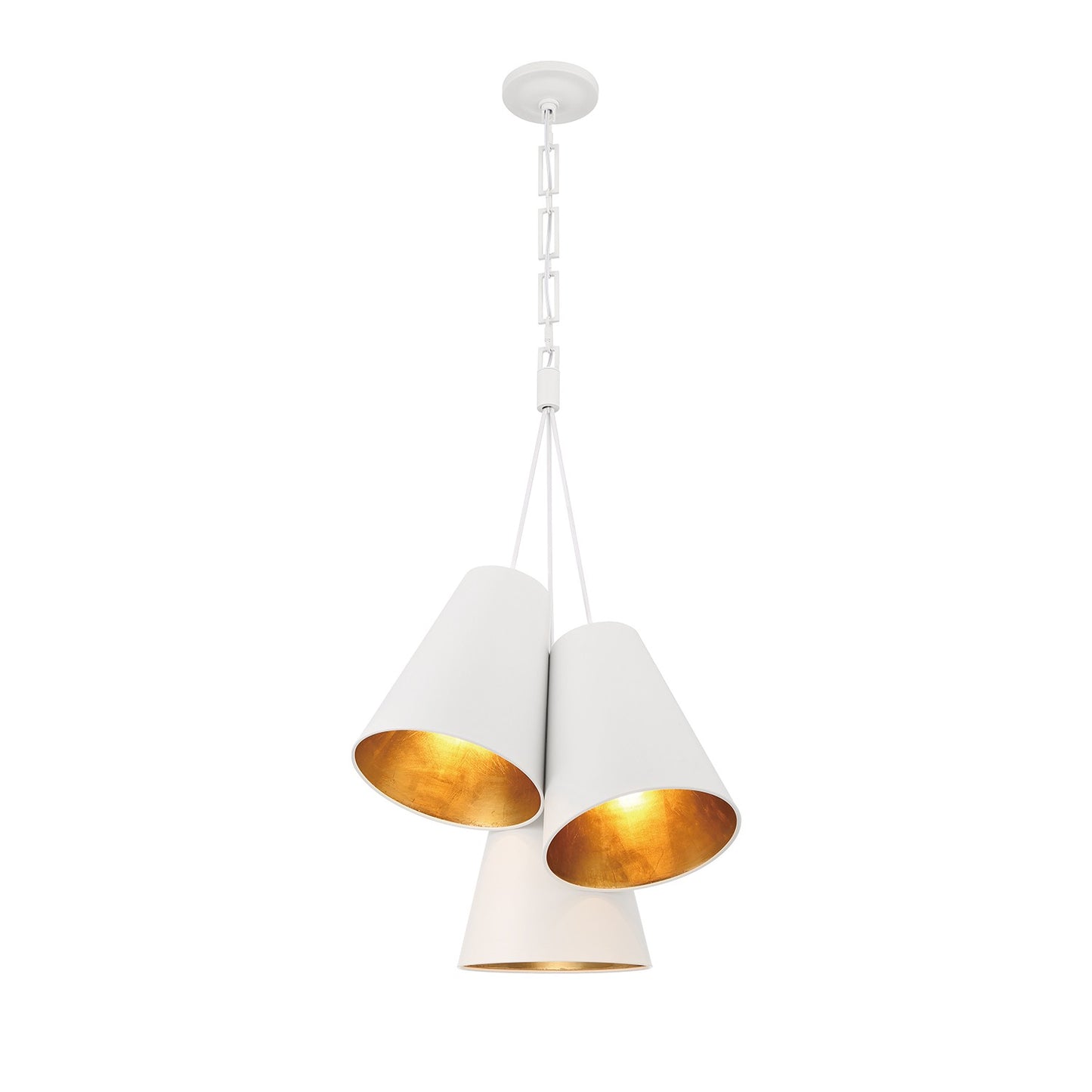 Crystorama - 8684-MT-GA - Three Light Pendant - Alston - Matte White + Antique Gold