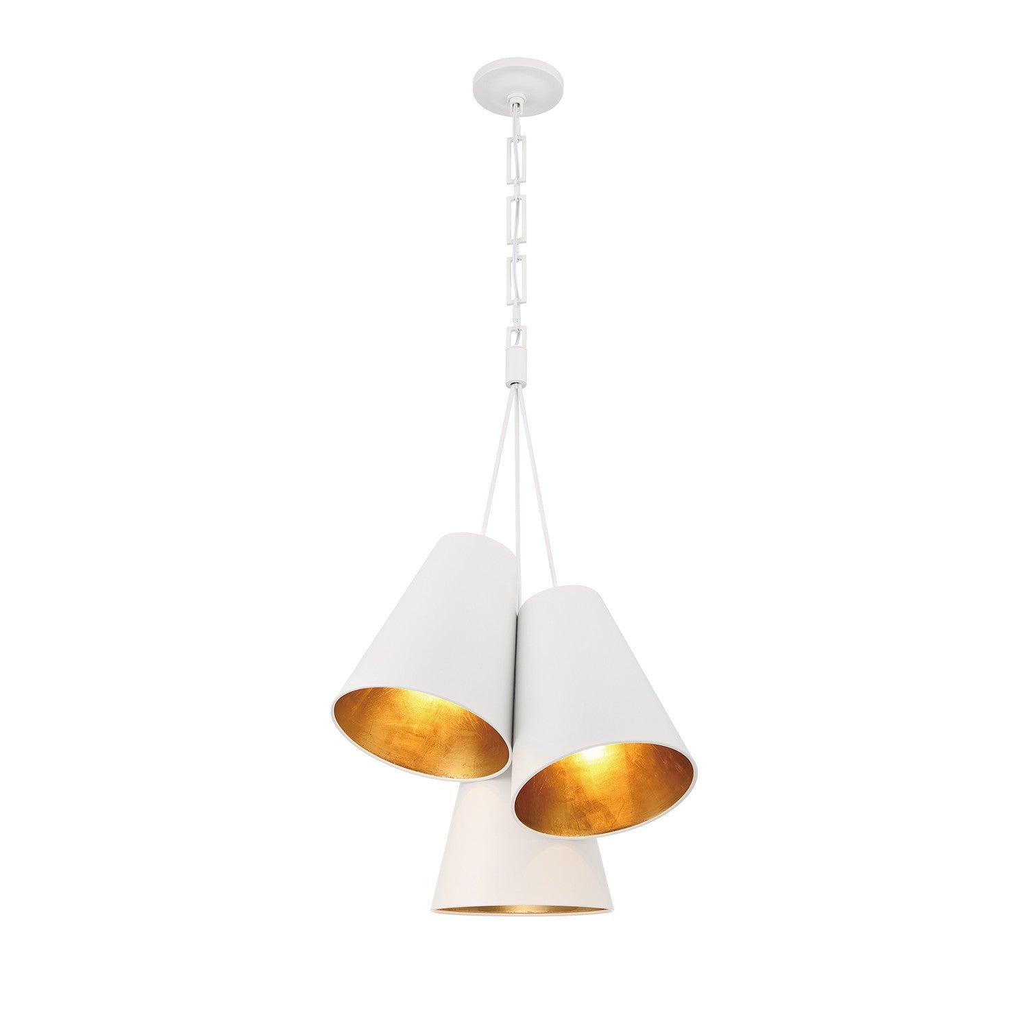 Crystorama - 8684-MT-GA - Three Light Pendant - Alston - Matte White + Antique Gold