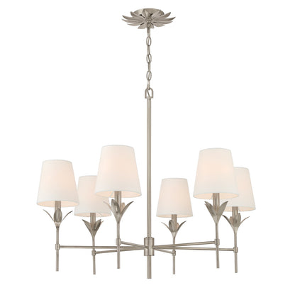 Crystorama - 568-SA - Six Light Chandelier - Broche - Antique Silver