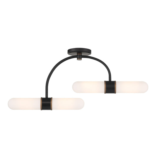 Crystorama - CAP-8514-MK-TG - LED Semi Flush Mount - Capsule - Matte Black + Textured Gold