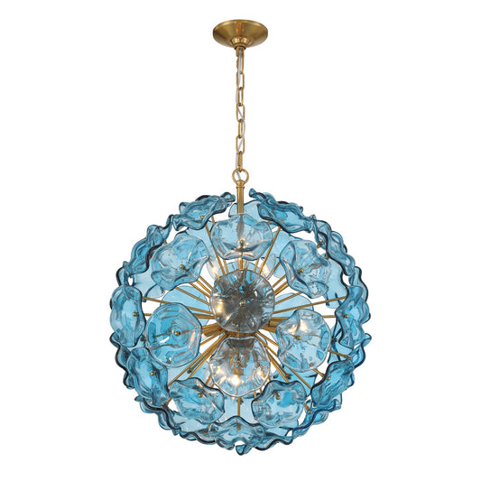 Crystorama - ESM-4006-AG-BL - Nine Light Pendant - Esme - Aged Brass