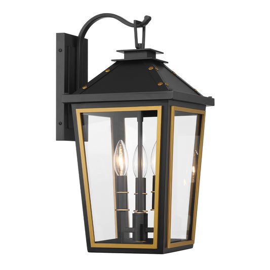 Crystorama - HAW-602-MK-TG - Three Light Outdoor Wall Sconce - Hawkins - Matte Black + Textured Gold
