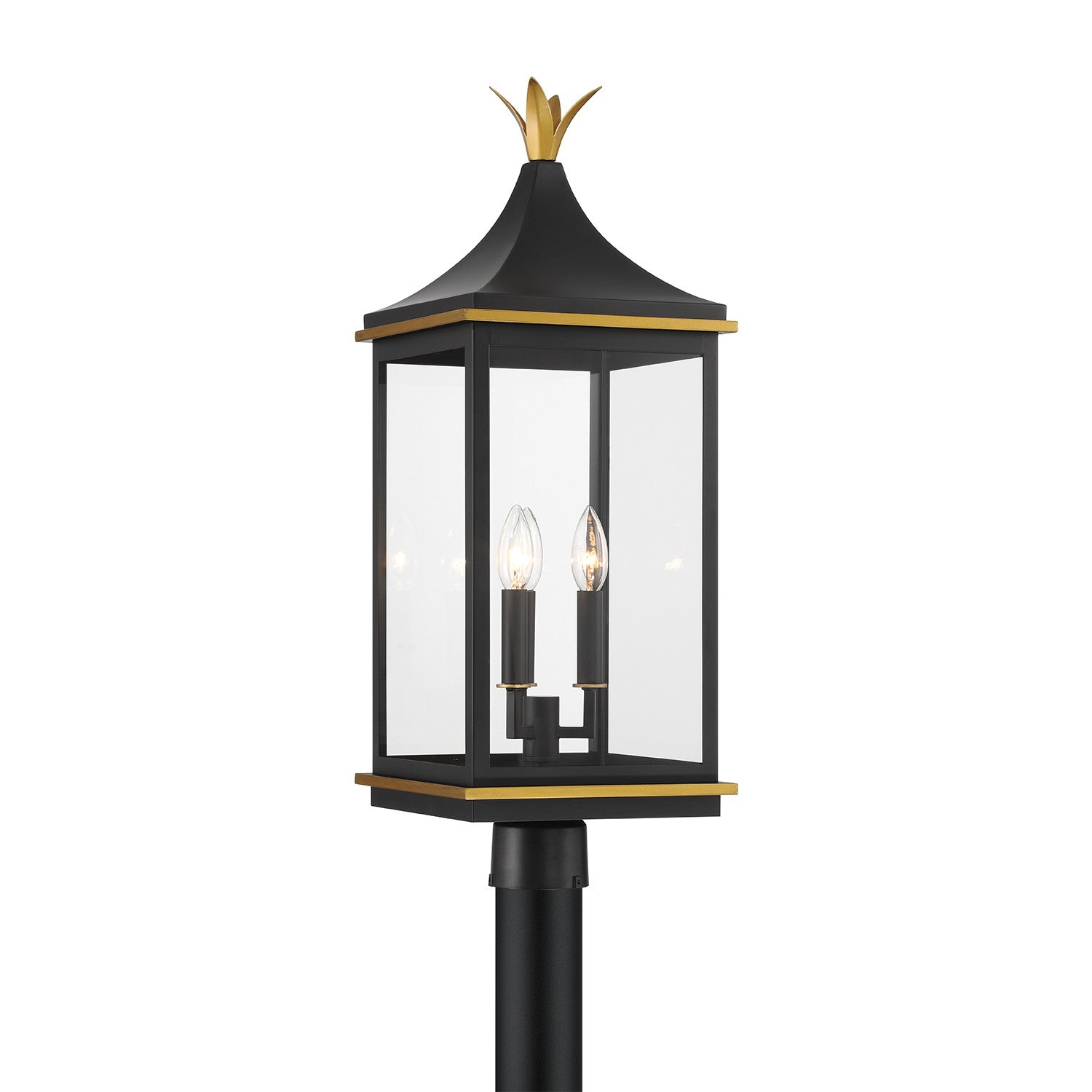 Crystorama - SIM-809-MK-TG - Three Light Outdoor Post Mount - Simpson - Matte Black + Textured Gold