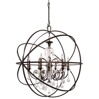 Crystorama - 9219-EB-CL-SAQ - Six Light Chandelier - Solaris - English Bronze