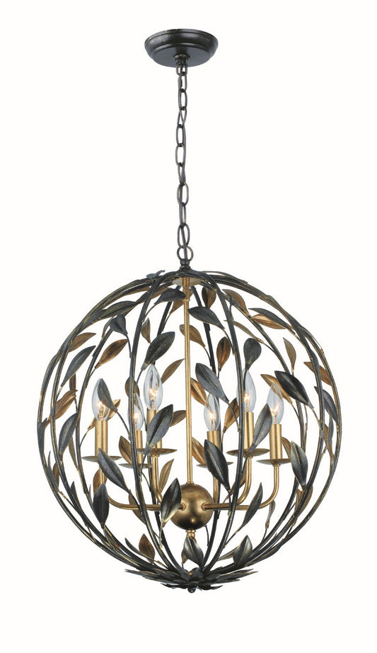 Crystorama - 506-EB-GA - Six Light Chandelier - Broche - English Bronze + Antique Gold