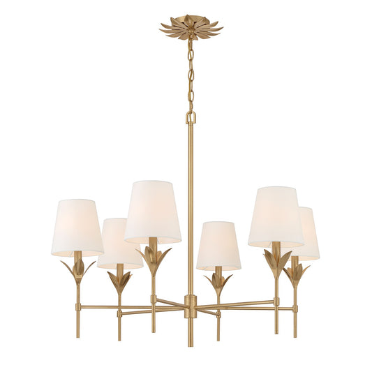 Crystorama - 568-GA - Six Light Chandelier - Broche - Antique Gold