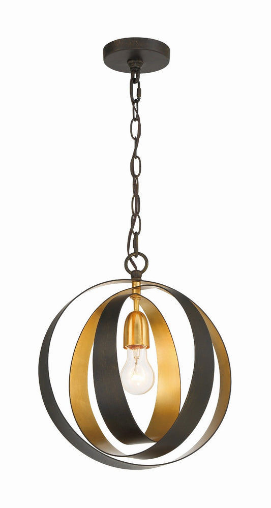 Crystorama - 580-EB-GA - One Light Mini Chandelier - Luna - English Bronze + Antique Gold