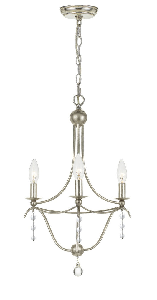 Crystorama - 433-SA - Three Light Mini Chandelier - Metro - Antique Silver