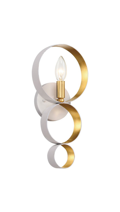Crystorama - 581-MT-GA - One Light Wall Sconce - Luna - Matte White + Antique Gold