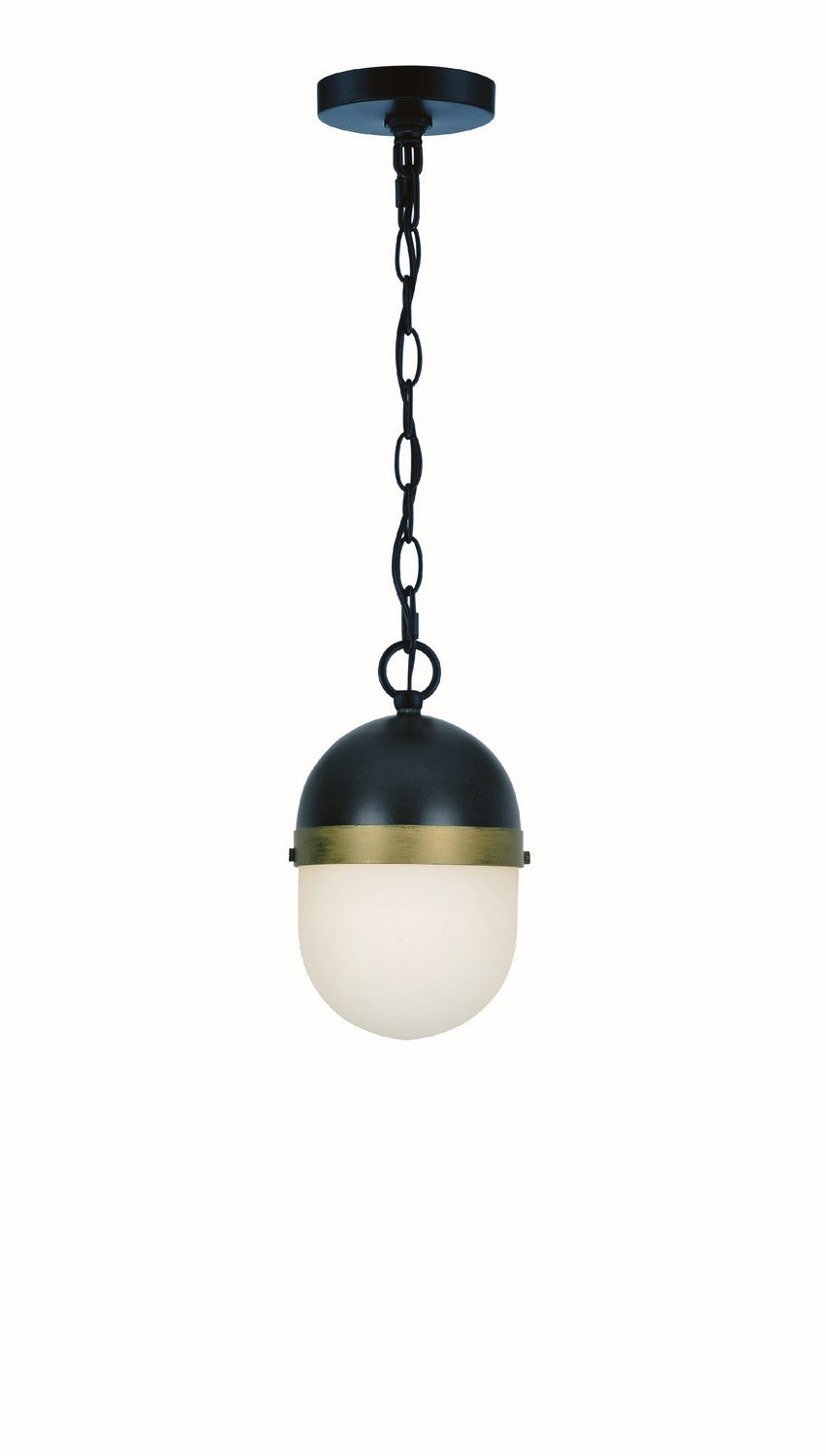 Crystorama - CAP-8506-MK-TG - Three Light Outdoor Pendant - Capsule - Matte Black + Textured Gold