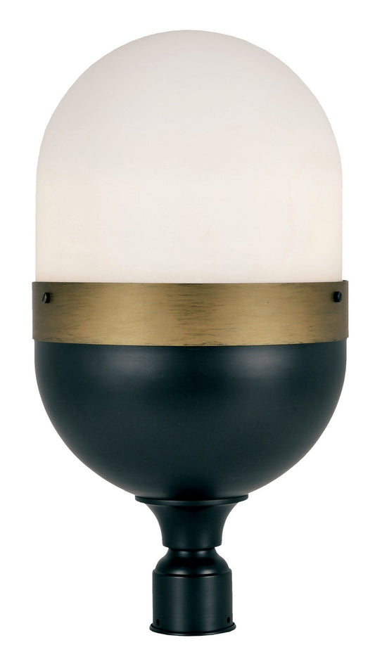 Crystorama - CAP-8509-MK-TG - Three Light Outdoor Post Mount - Capsule - Matte Black + Textured Gold