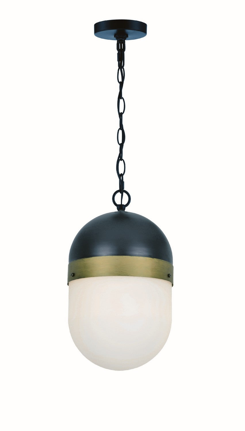 Crystorama - CAP-8507-MK-TG - One Light Outdoor Pendant - Capsule - Matte Black + Textured Gold