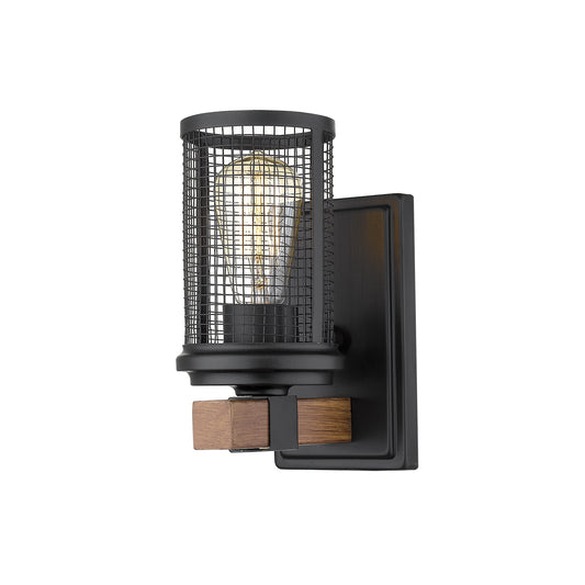 Millennium - 3531-MB/WG - One Light Wall Sconce - Mesa - Matte Black/Wood Grain
