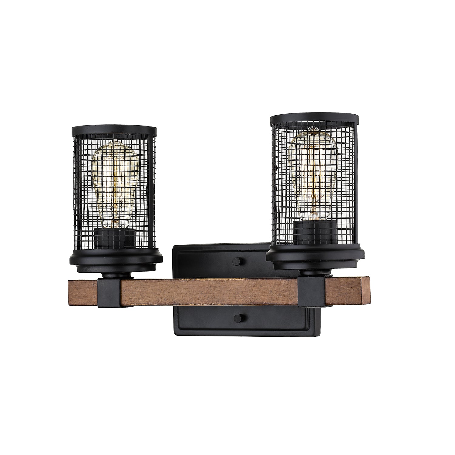 Millennium - 3532-MB/WG - Two Light Vanity - Mesa - Matte Black/Wood Grain