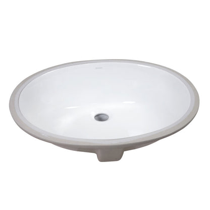Ruvati Undermount Bathroom Vanity Sink White Oval Porcelain Ceramic with Overflow