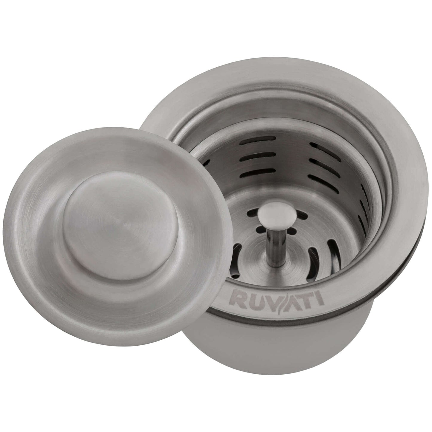 Ruvati Deep Basket Strainer Drain for Kitchen Sinks all Metal 3-1/2 inch