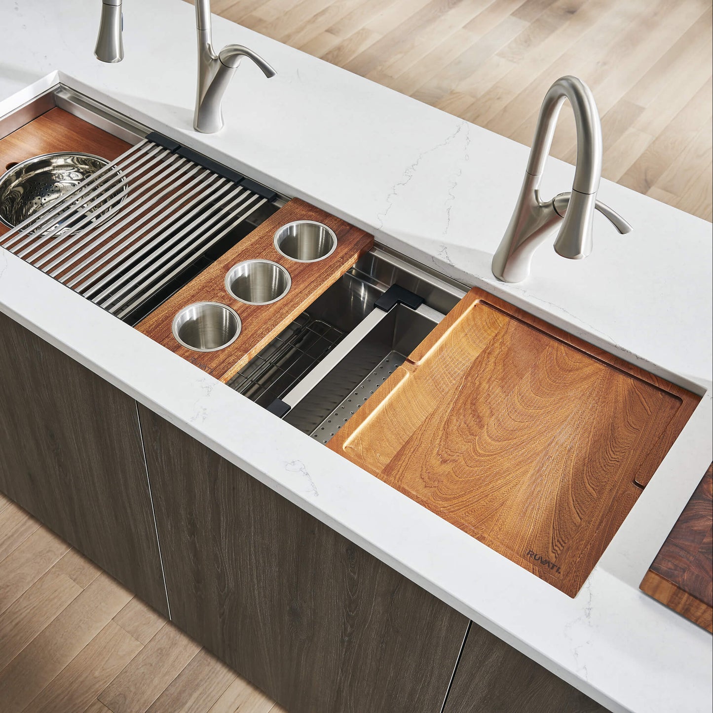 LedgeFit 17 x 16 Inch Dual-Tier Replacement Cutting Board for Ruvati Workstation Sinks