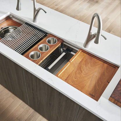 LedgeFit 17 x 16 Inch Dual-Tier Replacement Cutting Board for Ruvati Workstation Sinks