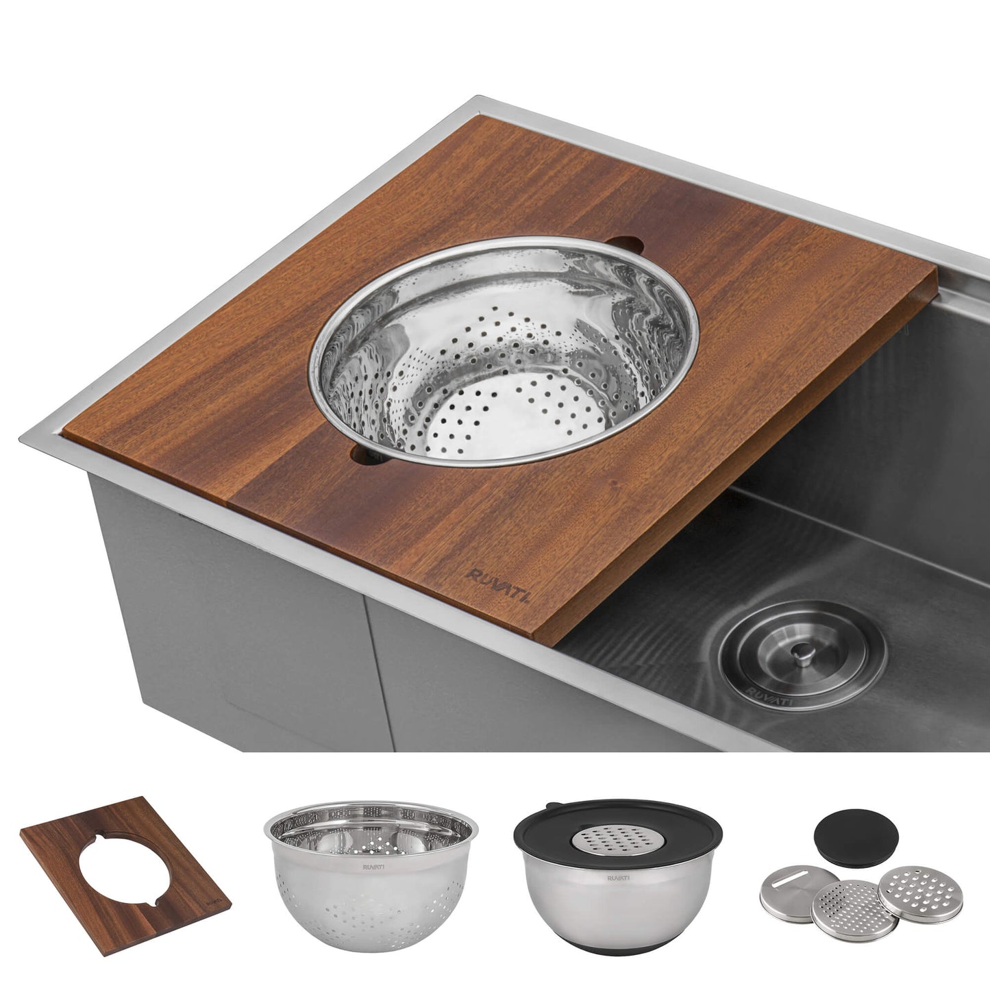Ruvati Platform with Mixing Bowl and Colander (Complete Set) for Workstation Sinks
